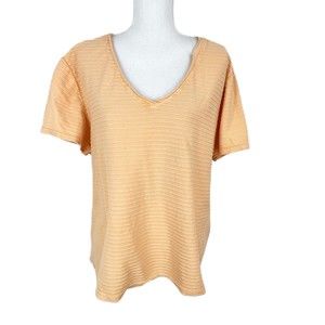 Natural Reflections Shirt Women 1X Plus Size Orange Short Sleeve Terry V-Neck